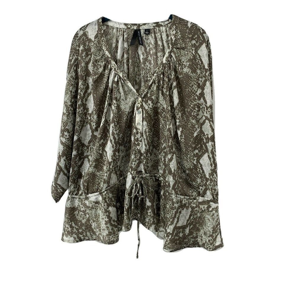 Snake Print Blouse Dolman 3/4 Sleeve Large